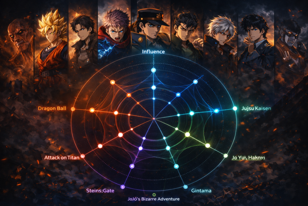 Anime popularity infographic comparing series often ranked better than Dragon Ball