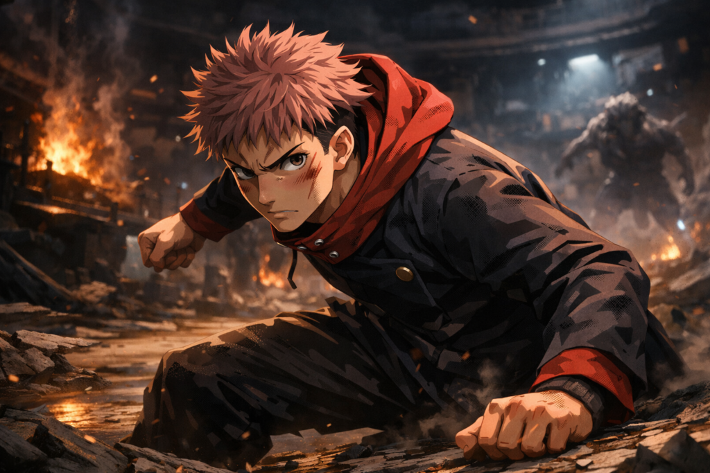 Jujutsu Kaisen season 3: Yuji Itadori in battle stance