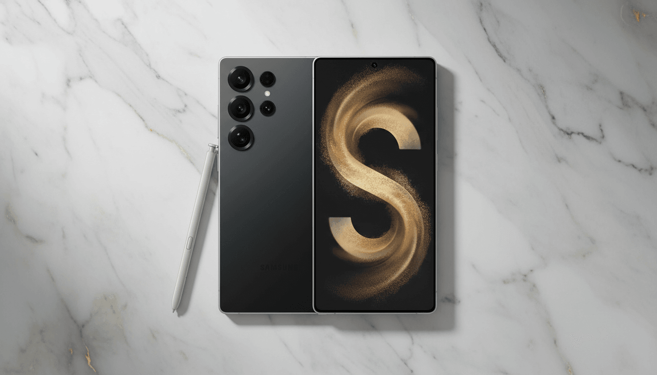 Samsung Galaxy S26 Ultra premium design with sleek titanium frame and curved AMOLED display