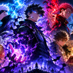 Anime heroes in cinematic action with glowing energy FX
