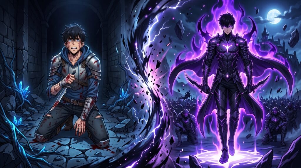 Sung Jin-Woo transformation from weak hunter to monarch