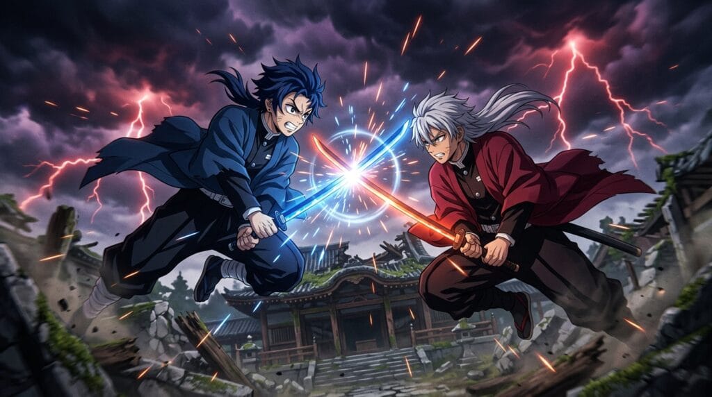 Epic sword fighting anime similar to Demon Slayer with intense action scenes