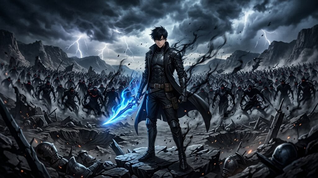 Sung Jin Woo summoning shadow army in Solo Leveling prequel artwork