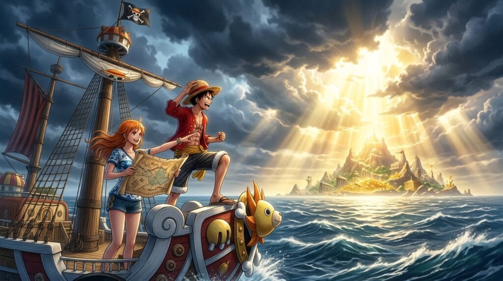 Luffy and Nami heading toward One Piece final saga future adventure