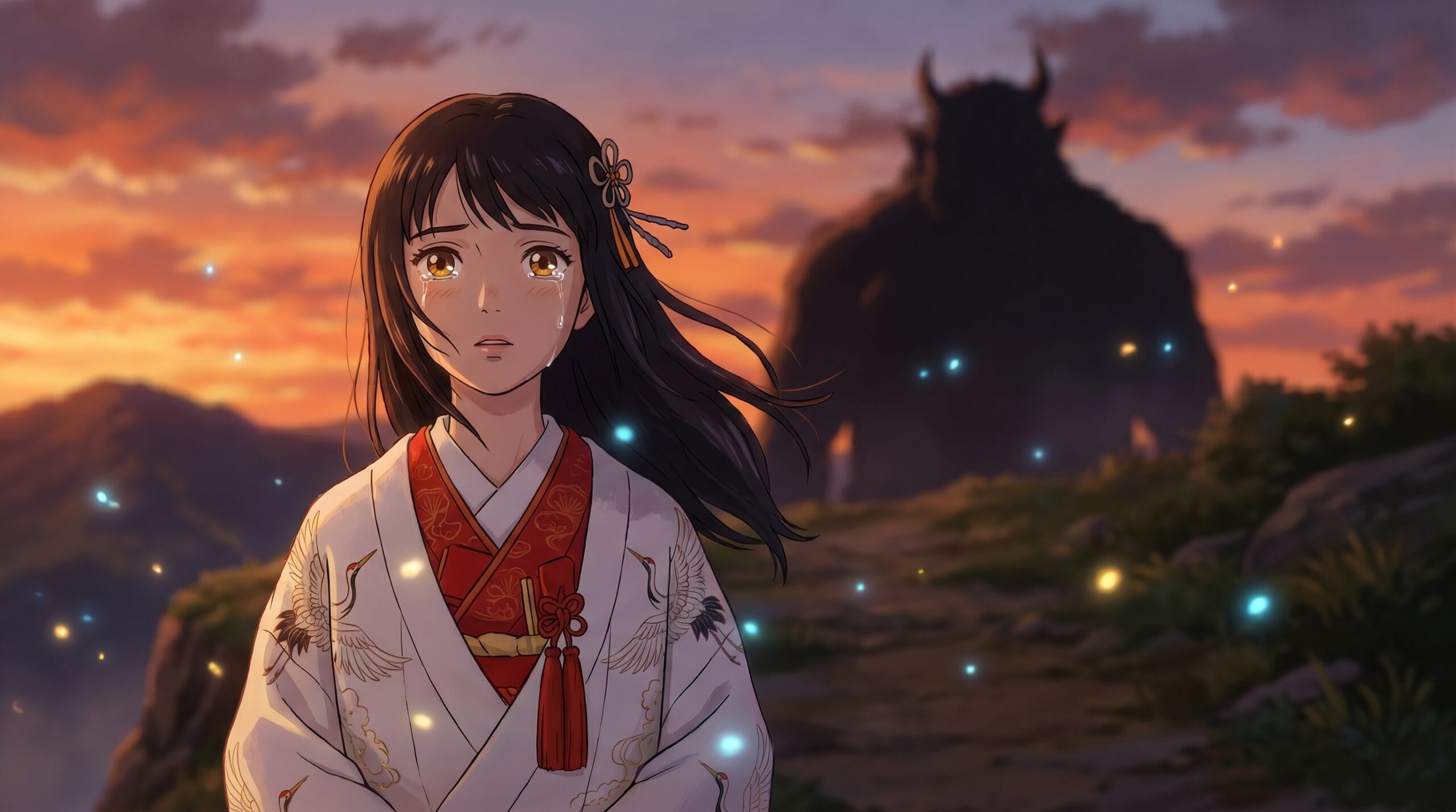 The Ogre’s Bride anime heroine emotional bridal scene from upcoming 2026 fantasy romance anime