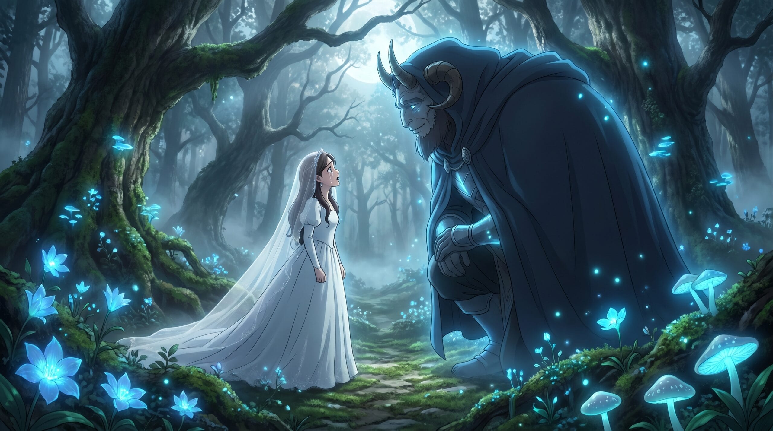 The Ogre’s Bride anime romantic first meeting scene between heroine and ogre prince