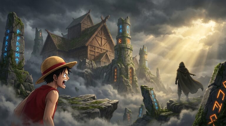 One Piece Elbaf mystery featuring Louis Arnot and Luffy in giant kingdom