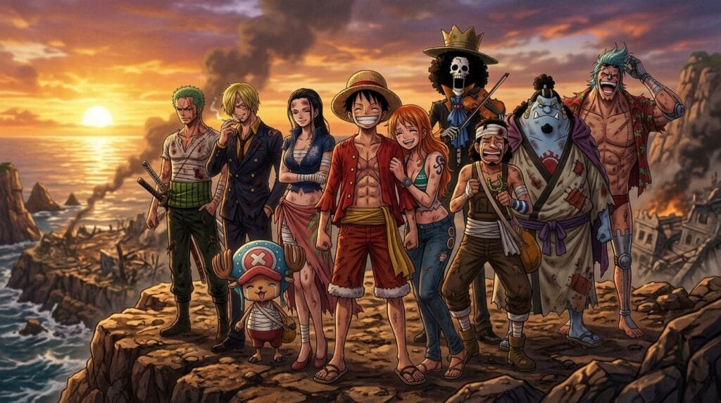 Emotional Straw Hat crew moment highlighting Nami and Luffy strong connection