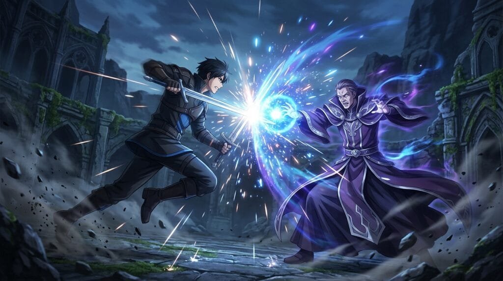 Epic sword versus magic fight in Wistoria Season 3 anime