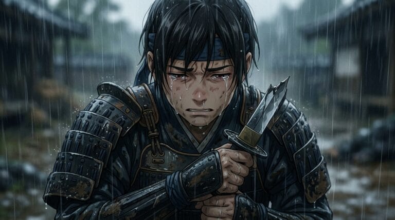 Emotional moment in Yoroi-Shinden anime