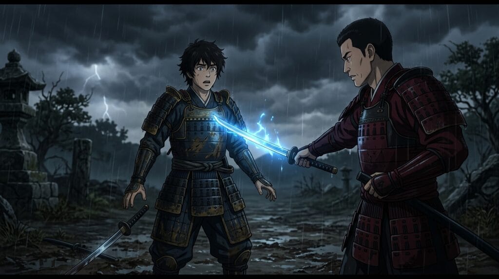 Betrayal scene in Yoroi-Shinden Samurai Troopers Cour 2