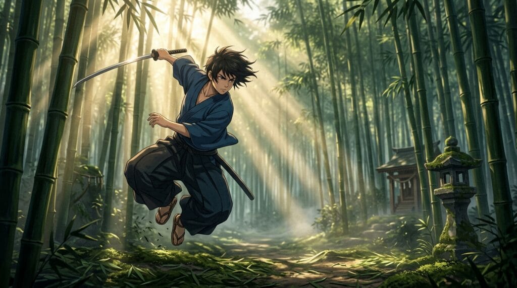 Samurai training sequence in Yoroi-Shinden anime